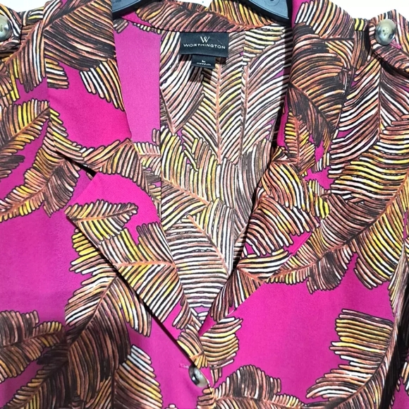 worthington tops large crossover art pattern collared neck formal top - Picture 7 of 13